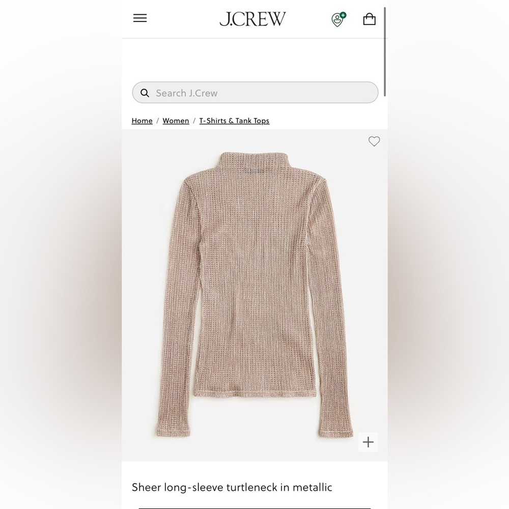 J. Crew | Sheer Metallic Long Sleeve Mockneck